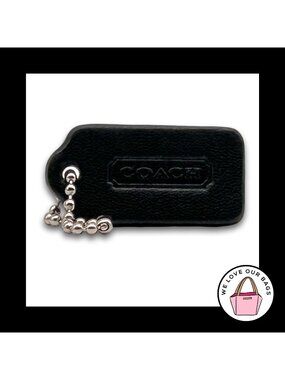 Limited Edition COACH LEGACY Hang Tag Bag Charm Keychain Fob Black Leather 1.5"
